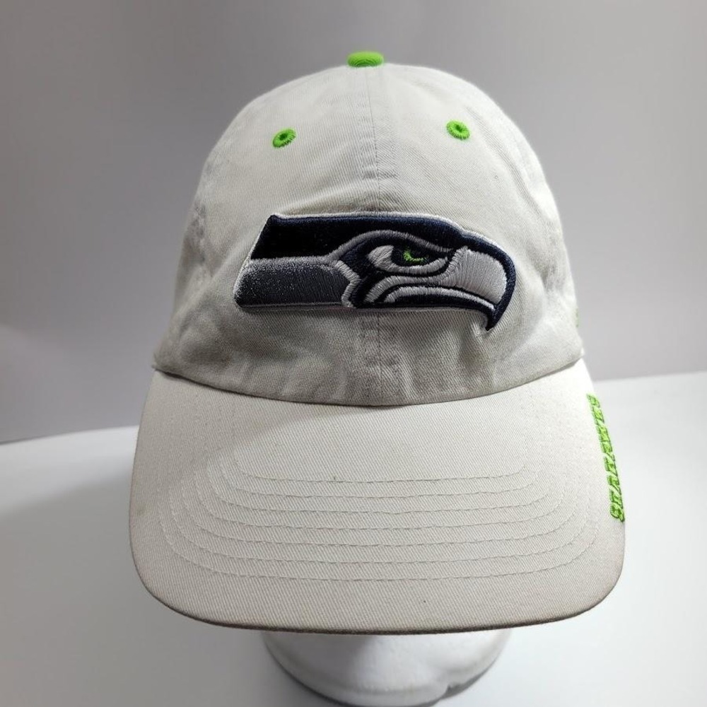 Seattle Seahawks Hat Cap Strap Back Mens One Size White NFL Football '47